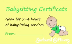 babysitting certificate babysitting coupon