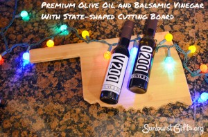 Premium Olive Oil and Balsamic Vinegar With State-shaped Cutting Board Gift Idea for Cooks