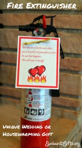 fire extinguisher with gift tag