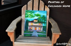 canvas painting of a two story house