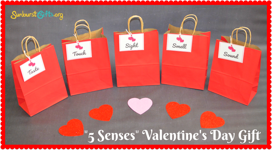 Personalised Five 5 Senses Card & Gift Bags Valentines Gift